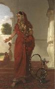 Tilly Kettle Dancing Girl or An Indian Dancing Girl with a Hookah oil painting on canvas